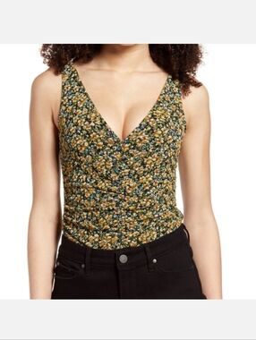 Leith Floral Ruched bodysuit